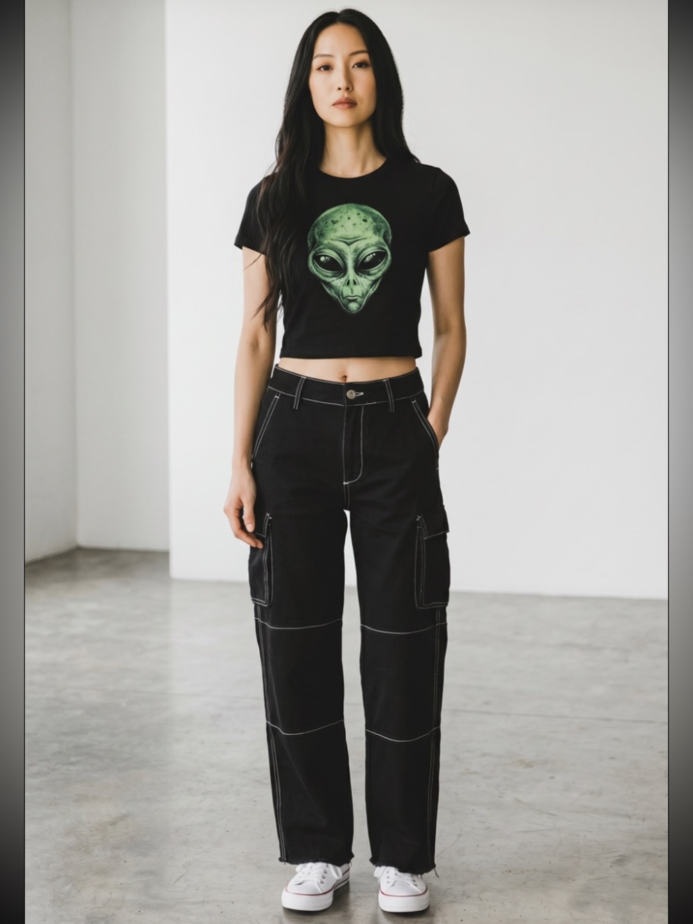Bershka black cargo pants size XS